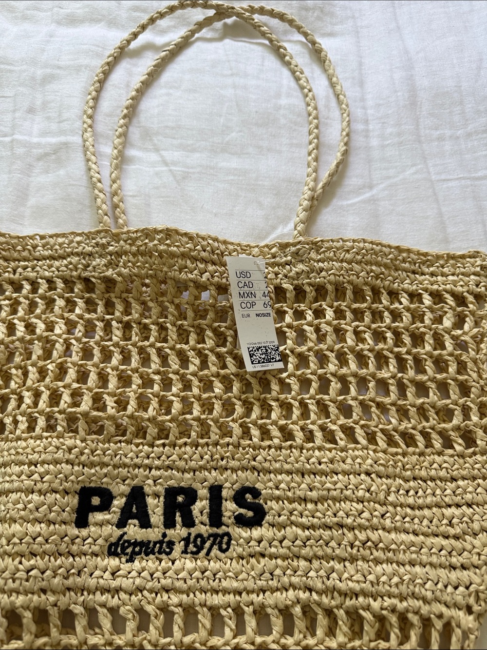 H&M Beige Crochet 'PARIS' Logo Tote Bag - Picture 9 of 11